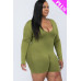 Plus V-neck Long Sleeve Bodycon Romper