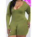 Plus V-neck Long Sleeve Bodycon Romper