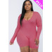 Plus V-neck Long Sleeve Bodycon Romper