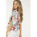 Floral Print Short Sleeve Top With Waist Tie