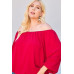 Off Shoulder Long Bubble Sleeve Solid Top