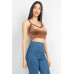 Sleeveless Corset Velvet Crop Top