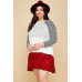 Plus Size Cute Polka Dot And Animal Print Contrast Swing Tiered Dress