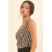 V Neckline Plaid Woven Vest