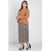Plus Caramel Waffle Knit Back Button Detail Long Sleeve Top