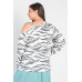 Plus White & Charcoal Zebra Flannel Cold Shoulder Long Sleeve Top