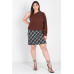 Plus Brown Ribbed Textured One Shoulder Top