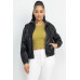 Faux Leather Hoodie Jacket