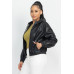 Faux Leather Hoodie Jacket
