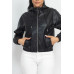 Faux Leather Hoodie Jacket