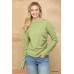 Solid And Cozy Soft Knit Mock Neck Top With Side Ruched Detail