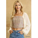 Tweed Bodice And Chiffon Square Top With Back Zipper