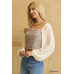 Tweed Bodice And Chiffon Square Top With Back Zipper