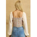 Tweed Bodice And Chiffon Square Top With Back Zipper