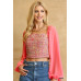 Tweed Bodice And Chiffon Square Top With Back Zipper