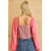 Tweed Bodice And Chiffon Square Top With Back Zipper
