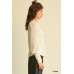 Solid Knit And Chiffon Mixed Top With Puff Long Sleeve