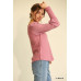 Solid Knit And Chiffon Mixed Top With Puff Long Sleeve