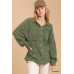Mineral wash button down top with high low hem