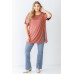 Plus Brick Round Neck Short Sleeve Relax Top