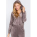 Long Sleeve Velour Hoodie Zip Up Jacket