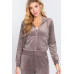 Long Sleeve Velour Hoodie Zip Up Jacket