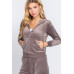 Long Sleeve Velour Hoodie Zip Up Jacket