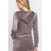 Long Sleeve Velour Hoodie Zip Up Jacket