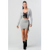 2 Piece Set With Cropped Long Sleeve Shirt With Pu Leather Detail Matching Mini Skirt