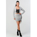 2 Piece Set With Cropped Long Sleeve Shirt With Pu Leather Detail Matching Mini Skirt