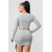 2 Piece Set With Cropped Long Sleeve Shirt With Pu Leather Detail Matching Mini Skirt