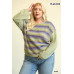 Novelty Knit And Solid Knit Mixed Loose Top With Drop Down Shoulder