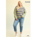 Novelty Knit And Solid Knit Mixed Loose Top With Drop Down Shoulder