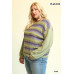 Novelty Knit And Solid Knit Mixed Loose Top With Drop Down Shoulder