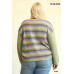 Novelty Knit And Solid Knit Mixed Loose Top With Drop Down Shoulder