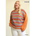 Novelty Knit And Solid Knit Mixed Loose Top With Drop Down Shoulder
