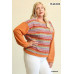 Novelty Knit And Solid Knit Mixed Loose Top With Drop Down Shoulder
