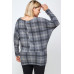 Boat Neck, Plaid Print Tunic Top, With Long Dolman Sleeves
