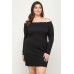 Plus Size, Solid Smocked Off Shoulder Dress