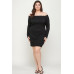 Plus Size, Solid Smocked Off Shoulder Dress