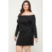 Plus Size, Solid Smocked Off Shoulder Dress