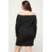 Plus Size, Solid Smocked Off Shoulder Dress
