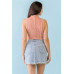 Dark Peach Ribbed Inside-out Sleeveless Mock Neck Crop Top