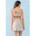 Mint Fuchsia Print Cotton Sleeveless Strappy Crop Top & High Waist Wrap Hem Mini Skirt Set