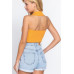 Halter Ruched Crop Sweater Knit Top
