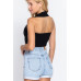 Halter Ruched Crop Sweater Knit Top
