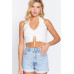 Halter Ruched Crop Sweater Knit Top