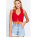 Halter Ruched Crop Sweater Knit Top