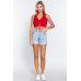 Halter Ruched Crop Sweater Knit Top