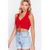 Halter Ruched Crop Sweater Knit Top